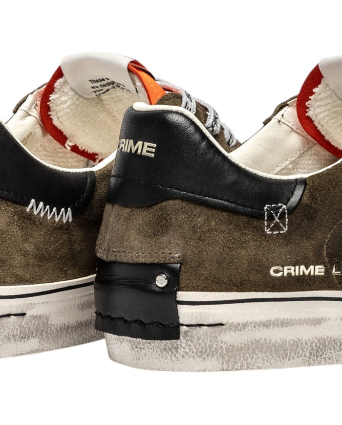 Sneaker Uomo Crime London Distressed Deconstructed Lava Orange Suede Taupe