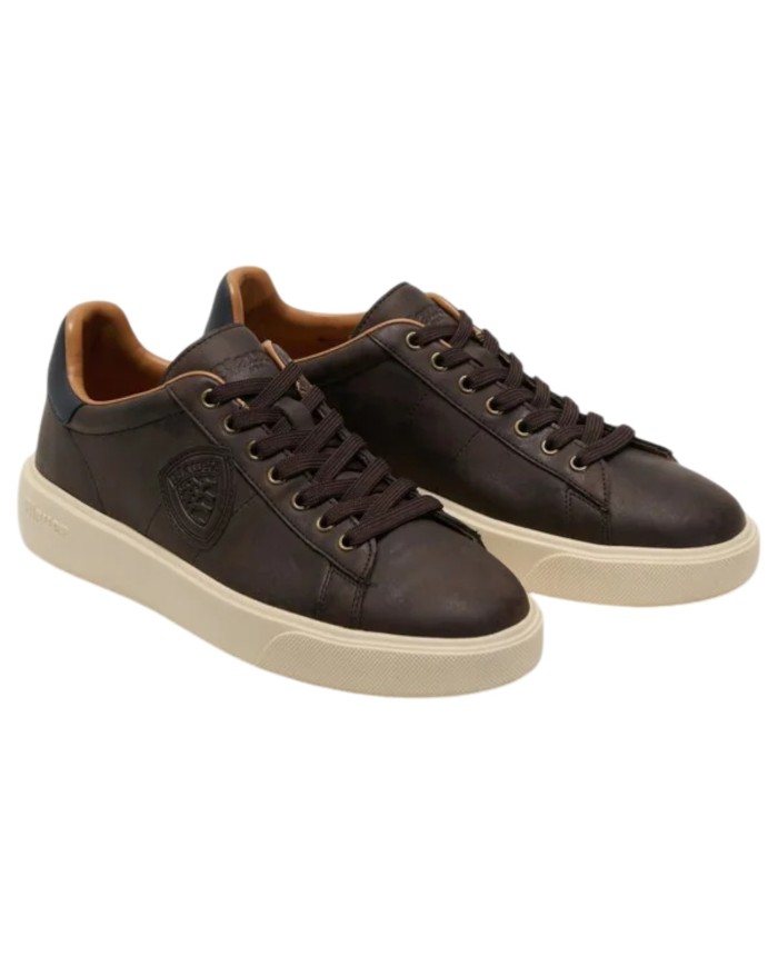 Sneakers Uomo Blauer Buck 07 Lea Leather Dark Brown Navy