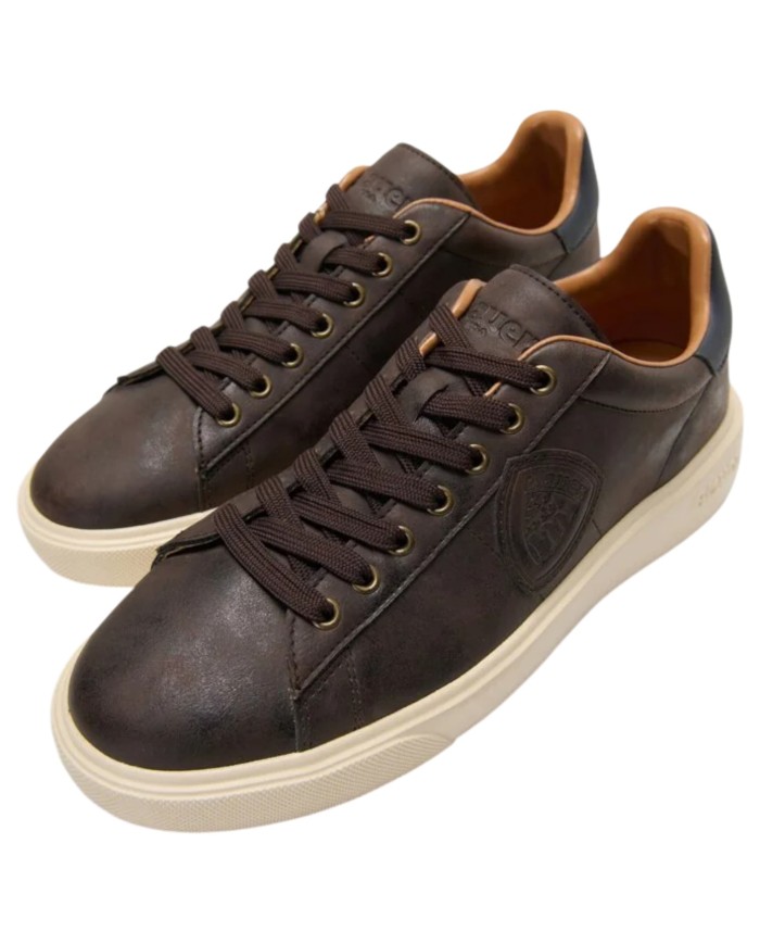 Sneakers Uomo Blauer Buck 07 Lea Leather Dark Brown Navy