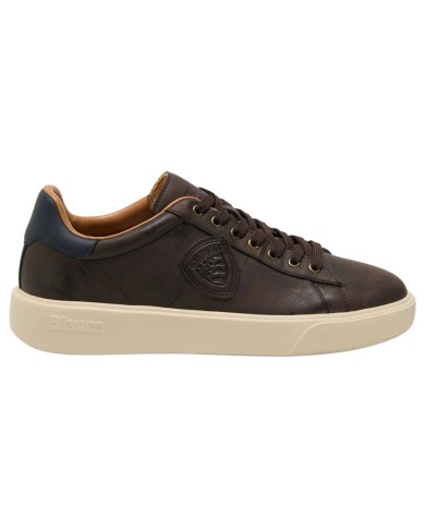 Sneakers Uomo Blauer Buck 07 Lea Leather Dark Brown Navy