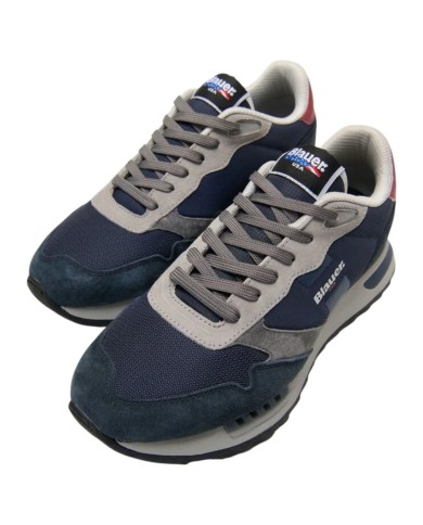Sneakers Uomo Blauer Ryder 01 Nyn Mesh Suede Navy Red