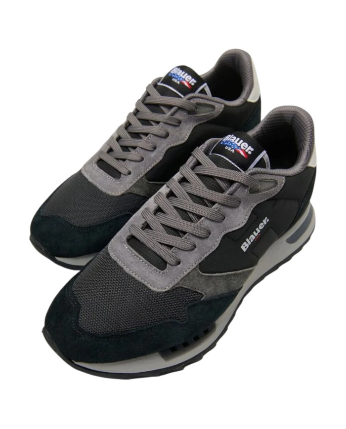 Sneakers Uomo Blauer Ryder 01 Nyn Mesh Suede Black Grey