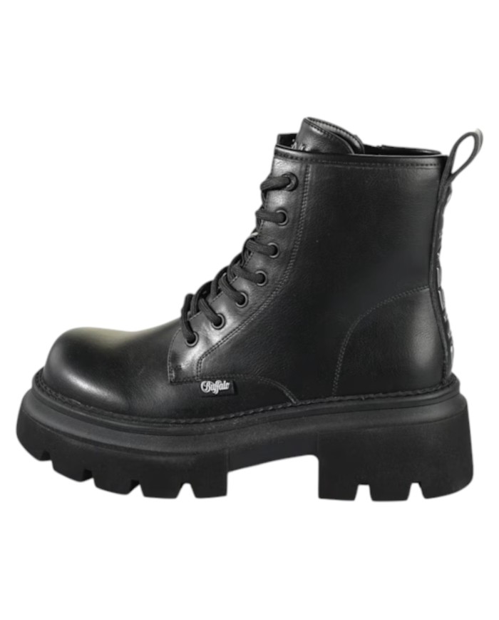 Stivaletto Donna Buffalo Mave Lace Up Vegan con Zip Black