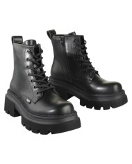 Stivaletto Donna Buffalo Mave Lace Up Vegan con Zip Black