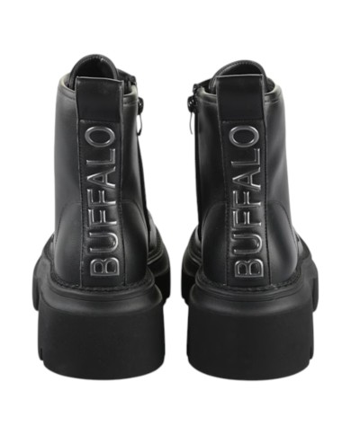 Stivaletto Donna Buffalo Mave Lace Up Vegan con Zip Black