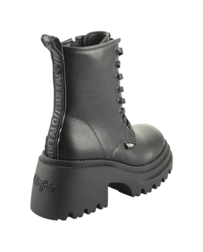 Stivaletto Donna Buffalo Bravr Lace Up Vegan Zip Black