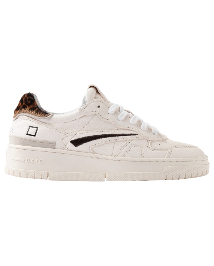 Sneaker Donna Date Torneo Pure Calf Leather Pop White Leopard