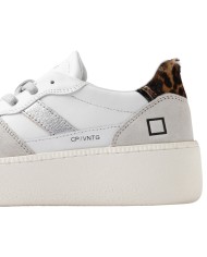 Sneaker Donna Date Court Platform Vintage Calf Leather White Leopard