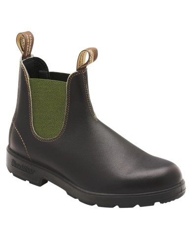 Stivaletto Uomo BlundStone 519 Originals Classics Chelsea Coloured Elastic Sided Boots Brown Leather & Olive