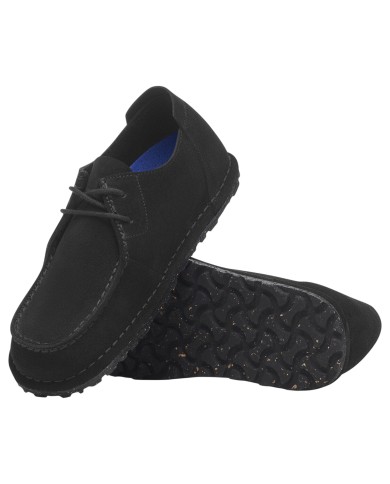 Scarpa Uomo Birkenstock Stringata Utti Lace Pelle Scamosciata Black