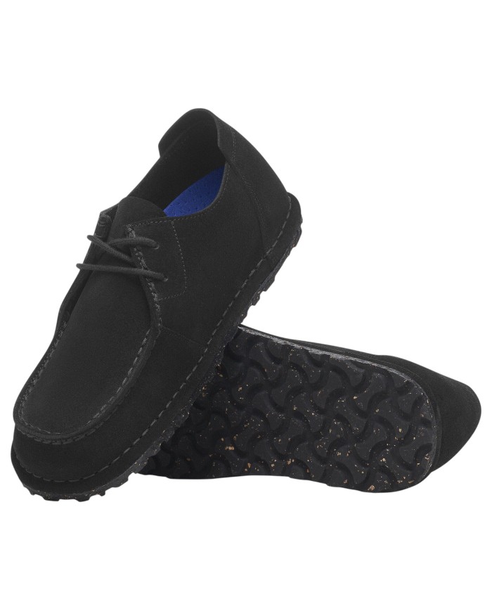 Scarpa Uomo Birkenstock Stringata Utti Lace Pelle Scamosciata Black