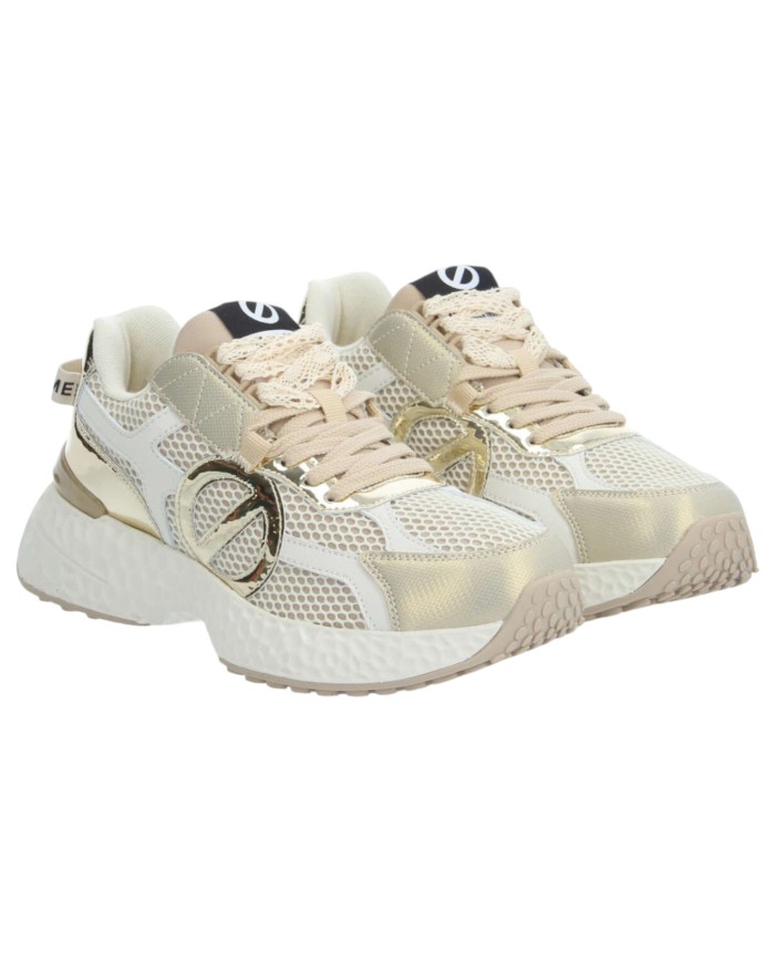 Sneaker Donna No Name Carter 2.0 Mesh Metal Leather Dove Gold