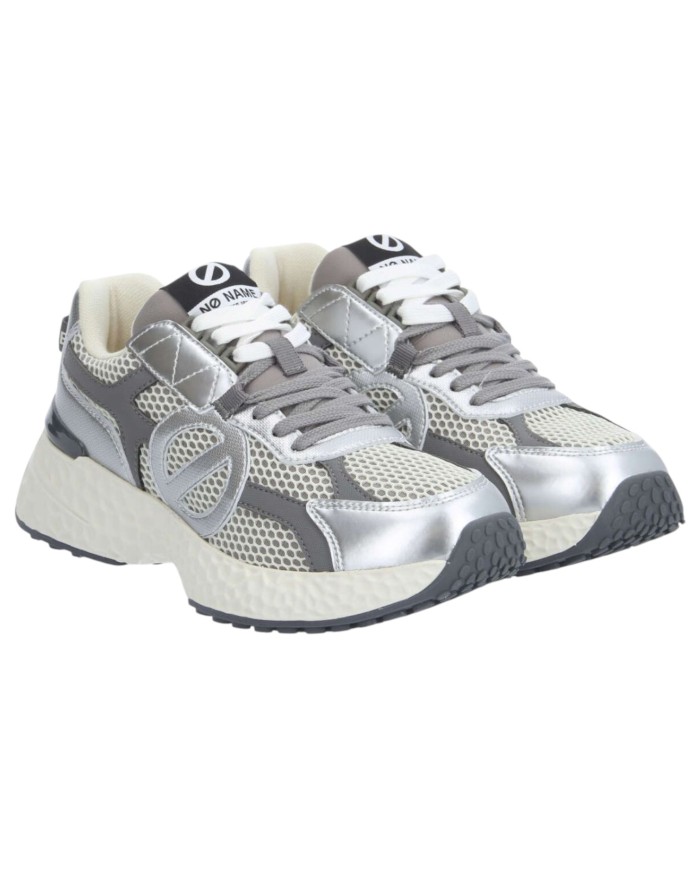 Sneaker Donna No Name Carter 2.0 Mesh Metal Leather Dove Silver