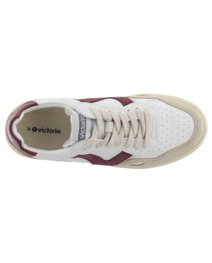 Sneakers Victoria Donna Seul Suede Leather White Bordeaux