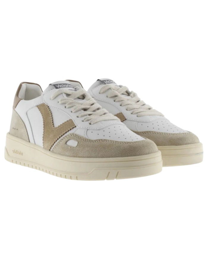 Sneakers Victoria Donna Seul Suede Leather White Beige