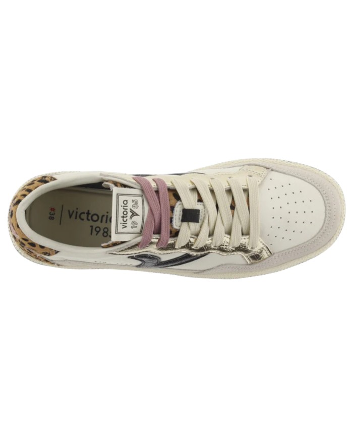 Sneakers Victoria Donna Smash Animal Print Leather Cream