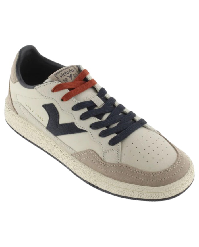 Sneakers Victoria Uomo Smash Retro Suede Leather Beige Marino