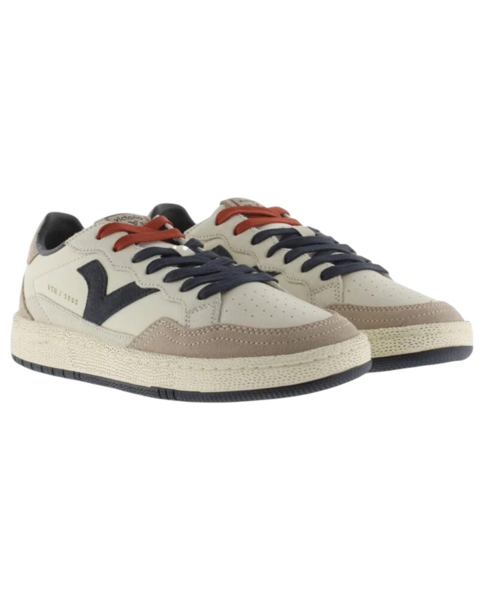 Sneakers Victoria Uomo Smash Retro Suede Leather Beige Marino