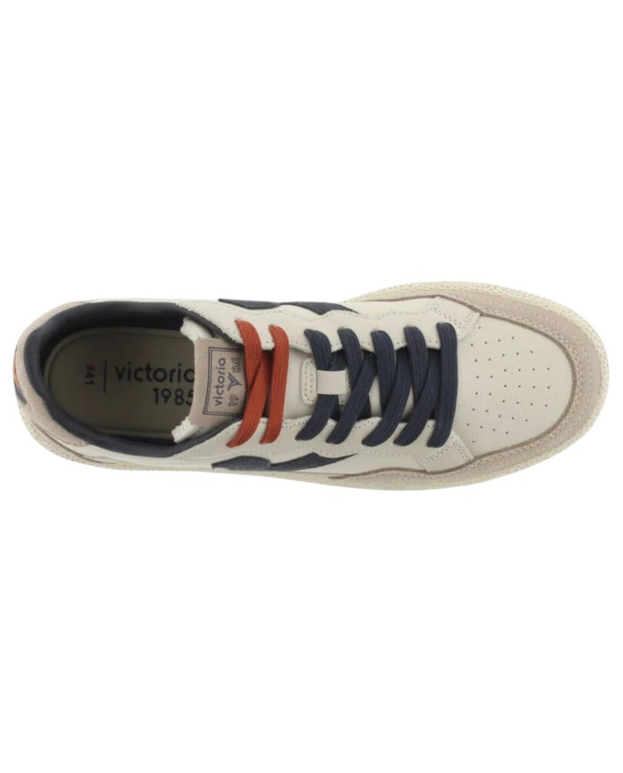 Sneakers Victoria Uomo Smash Retro Suede Leather Beige Marino