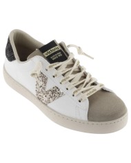 Sneakers Victoria Donna Berlin Glitter Suede Leather White Black