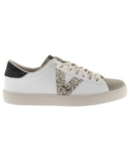 Sneakers Victoria Donna Berlin Glitter Suede Leather White Black