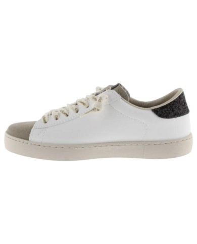 Sneakers Victoria Donna Berlin Glitter Suede Leather White Black