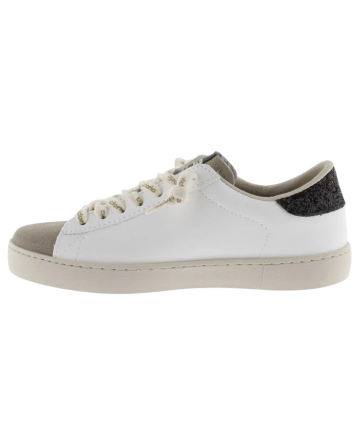 Sneakers Victoria Donna Berlin Glitter Suede Leather White Black