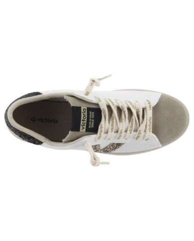 Sneakers Victoria Donna Berlin Glitter Suede Leather White Black