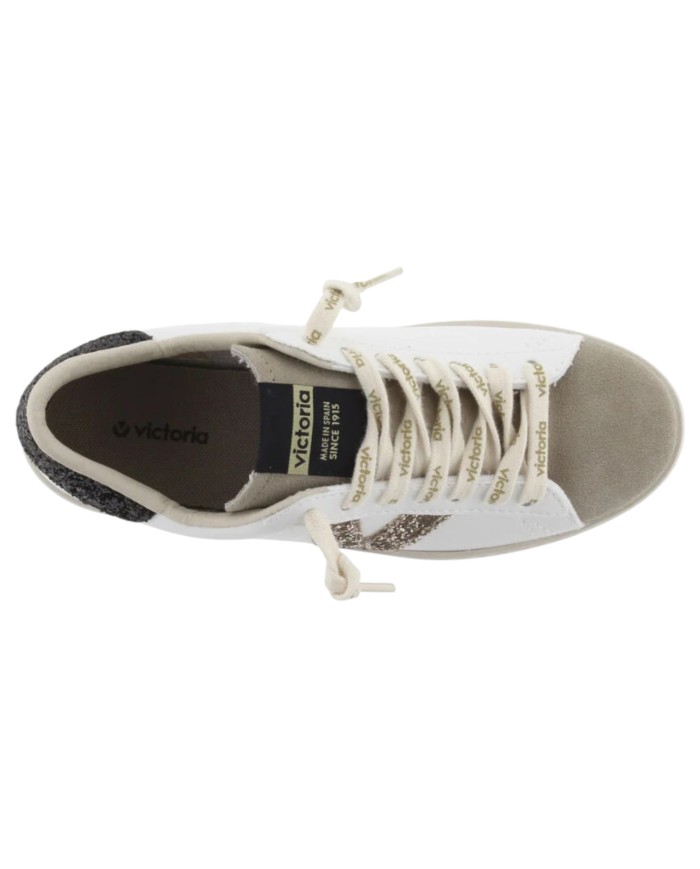 Sneakers Victoria Donna Berlin Glitter Suede Leather White Black