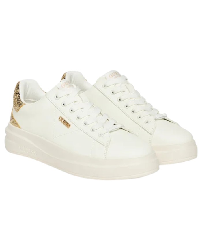 Sneakers Guess Donna Elbina 10 Glitter Leather White Gold