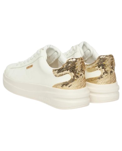 Sneakers Guess Donna Elbina 10 Glitter Leather White Gold