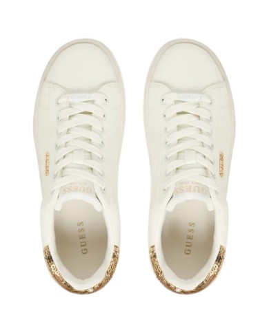 Sneakers Guess Donna Elbina 10 Glitter Leather White Gold