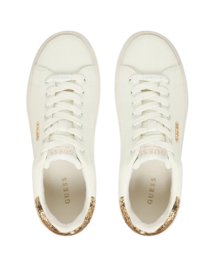 Sneakers Guess Donna Elbina 10 Glitter Leather White Gold