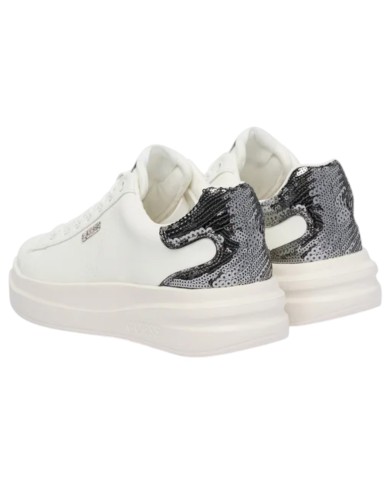 Sneakers Guess Donna Elbina 10 Glitter Leather White Silver