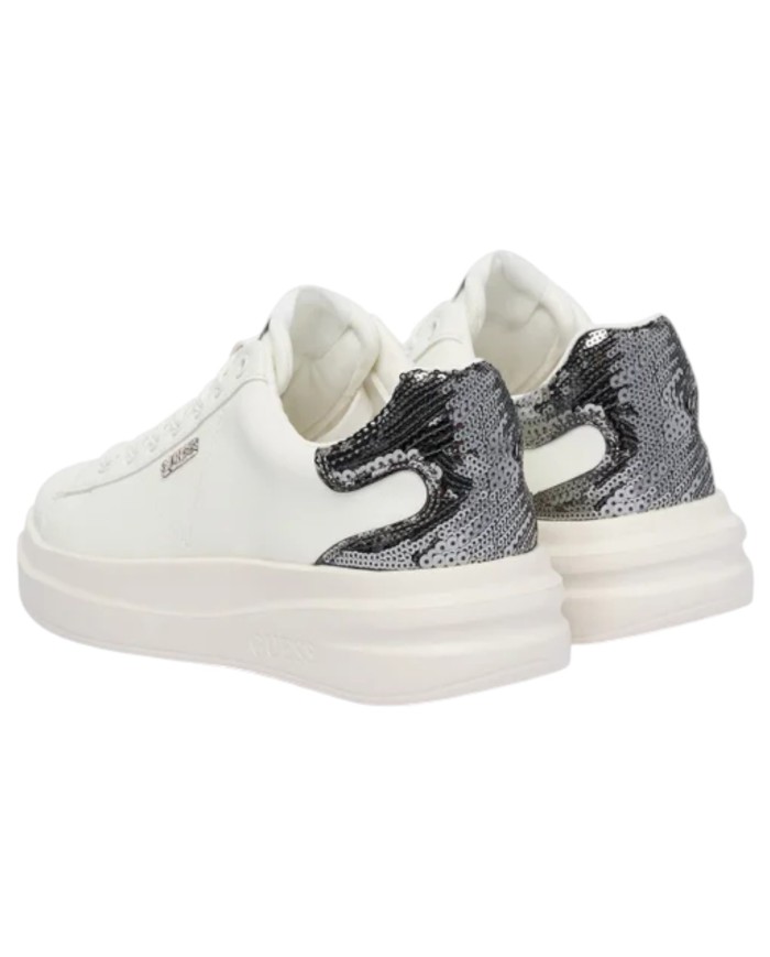 Sneakers Guess Donna Elbina 10 Glitter Leather White Silver