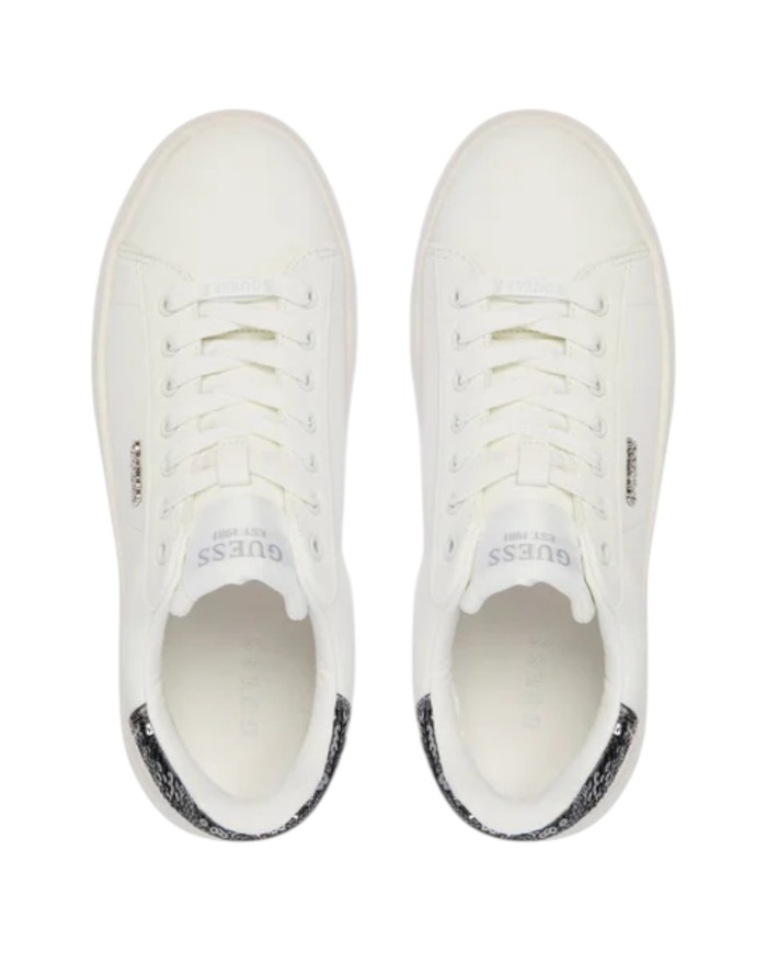 Sneakers Guess Donna Elbina 10 Glitter Leather White Silver