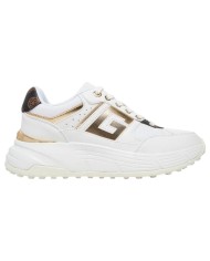 Sneakers Guess Donna Fonzi G Logo Mesh Leather White Gold Brown
