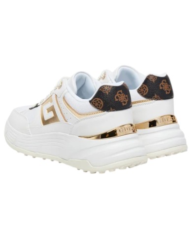 Sneakers Guess Donna Fonzi G Logo Mesh Leather White Gold Brown