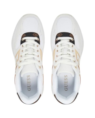 Sneakers Guess Donna Fonzi G Logo Mesh Leather White Gold Brown