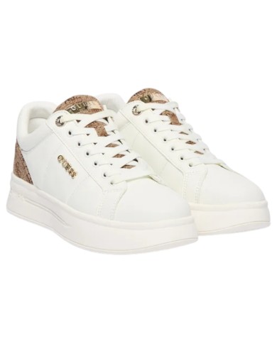 Sneakers Guess Donna Welli 4G Logo Leather White Beige Brown