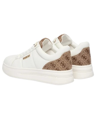 Sneakers Guess Donna Welli 4G Logo Leather White Beige Brown
