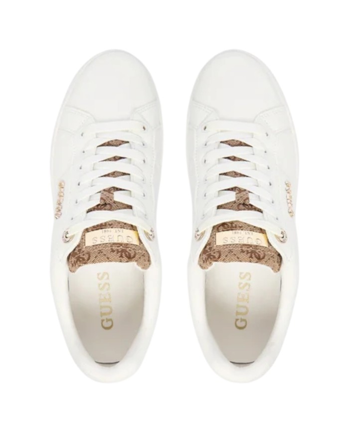 Sneakers Guess Donna Welli 4G Logo Leather White Beige Brown