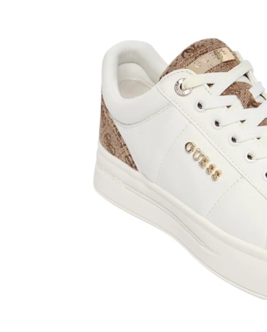 Sneakers Guess Donna Welli 4G Logo Leather White Beige Brown