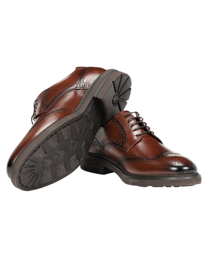 Stringata Uomo Fluchos Belgas F0628 Leather Sierra Castano Marrone