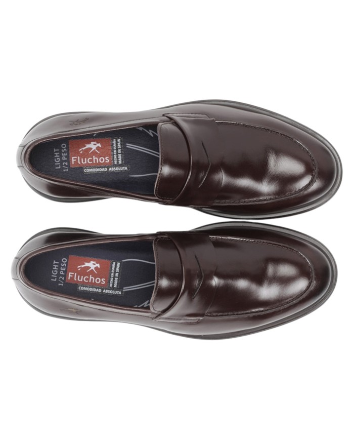 Mocassino Uomo Fluchos Belgas F0633 Leather Sierra Cafe Marrone