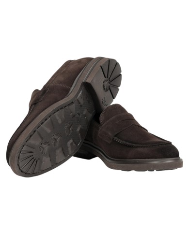 Mocassino Uomo Fluchos Belgas F0633 Leather Camoscio Belgas Afelpado Cafe Marrone