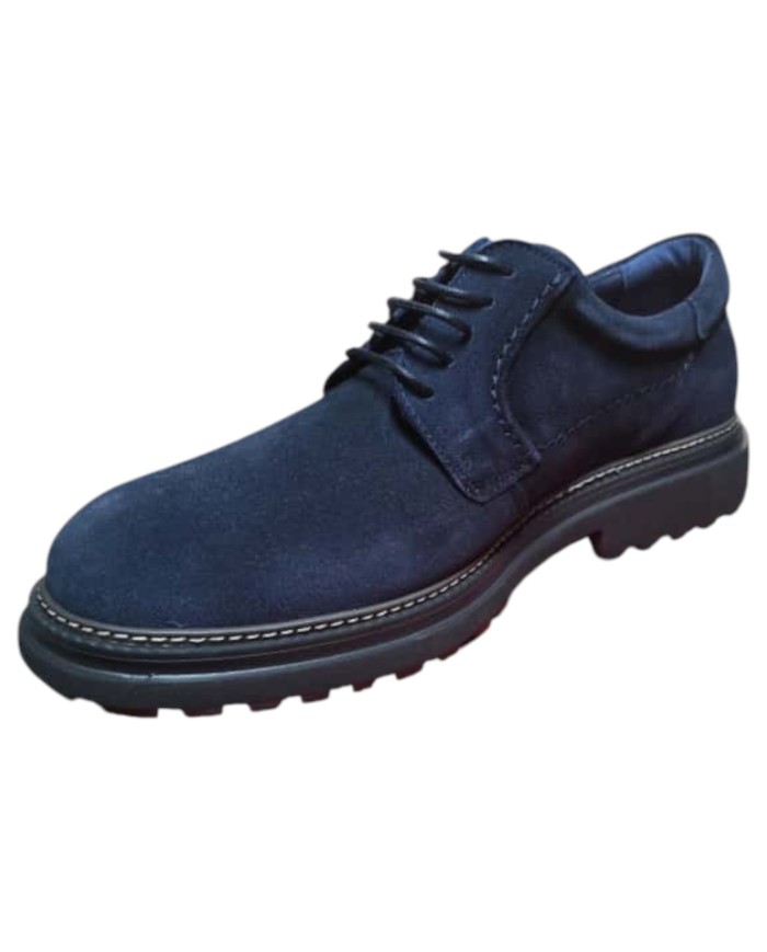 Stringata Uomo Fluchos LINCON F2054 Leather Camoscio Afelpado Marino Com 3 Blu