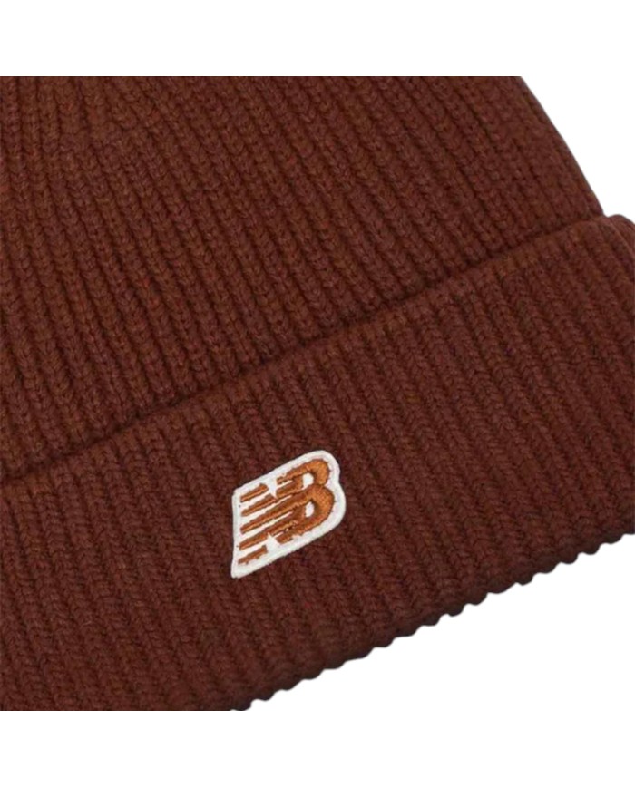 Cappello Uomo New Balance Winter Watchman Beanie NB Patch Maglia Ivory Brown