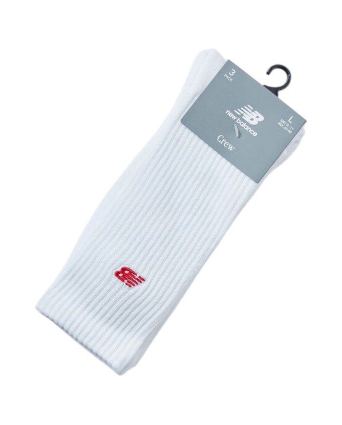 Calzini New Balance Uomo Unisex Donna Crew 3 Pack Knitted Logo White