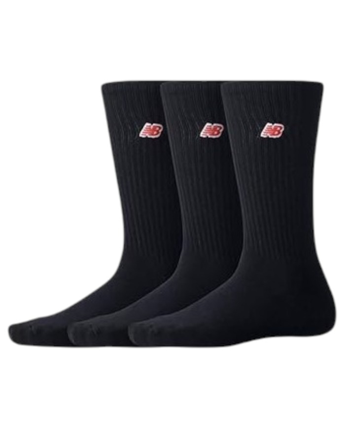 Calzini New Balance Uomo Unisex Donna Crew 3 Pack Knitted Logo Black